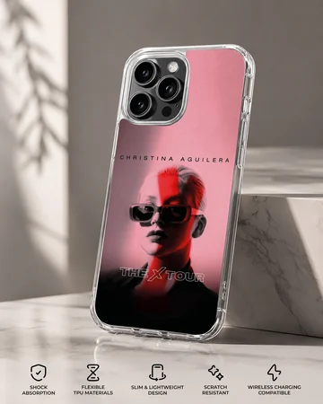 Christina Aguilera The X Tour concert artwork on a slim TPU snap phone case — Specs