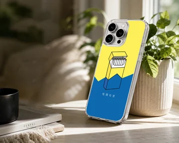 A cigarette art illustration in blue and yellow on a matte snap phone case — Lifestyle