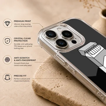 Monochrome illustration of a cigarette pack with Asian text on a black background phone case — Info