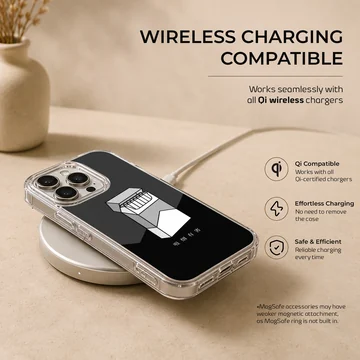 Monochrome illustration of a cigarette pack with Asian text on a black background phone case — Charging