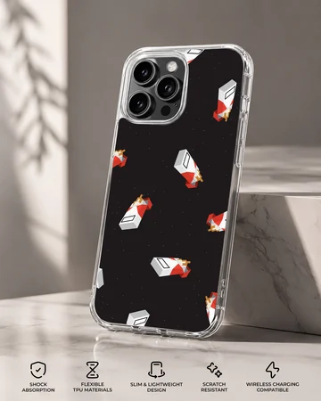 Cigarette pattern digital art printed on a soft TPU snap phone case — Specs
