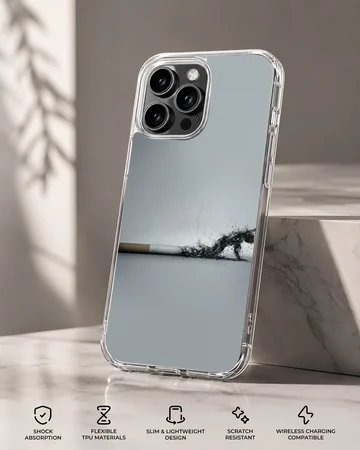 Cigarette and smoke ash art printed on a phone case — Specs