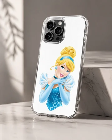 Cinderella cartoon illustration wearing a blue gown and matching gloves phone case — Hero