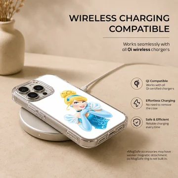 Cinderella cartoon illustration wearing a blue gown and matching gloves phone case — Charging