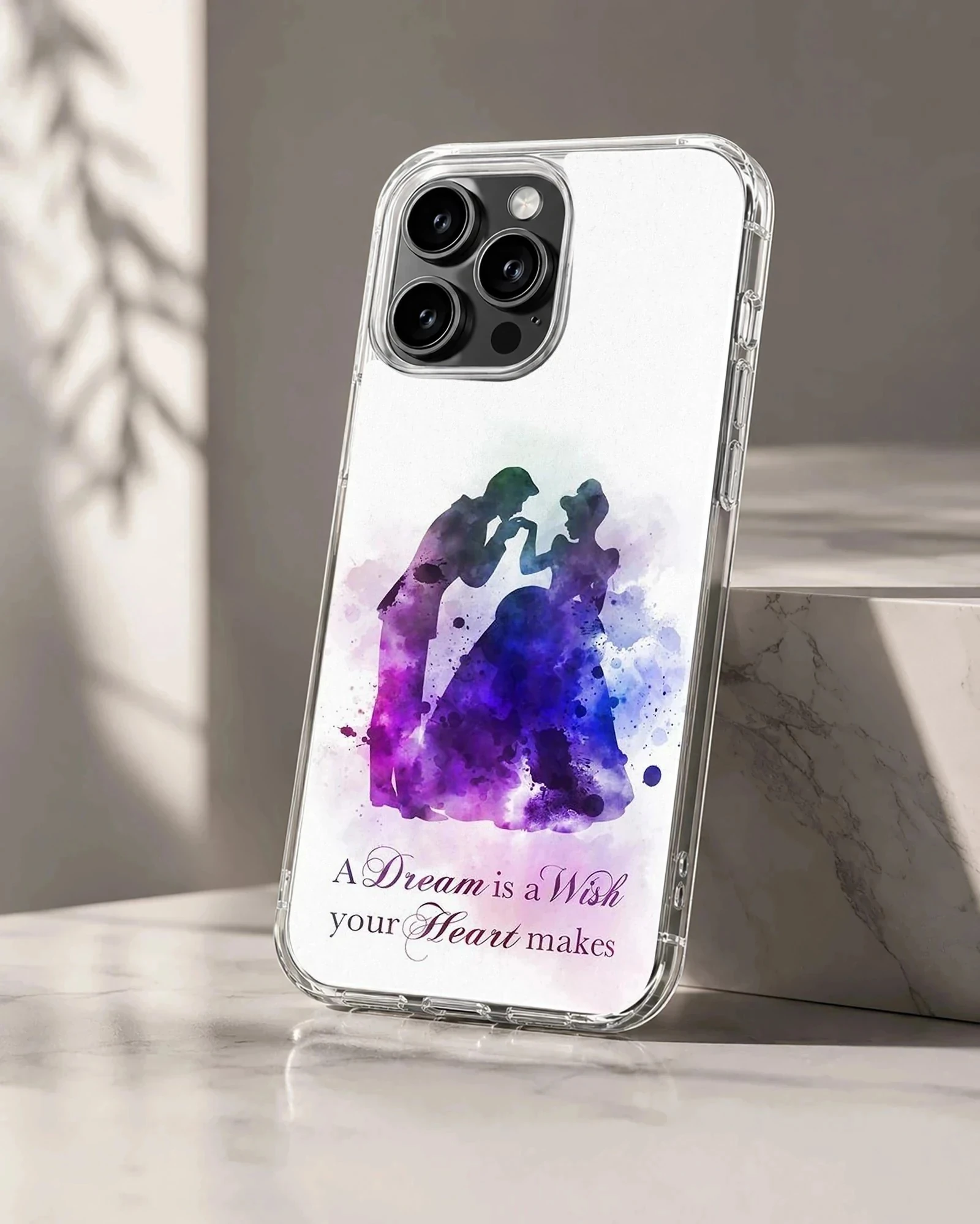 Cinderella watercolor silhouette print phone case