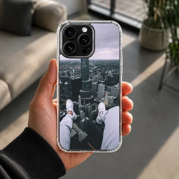 City View urban skyline photography printed on a matte phone case — Lifestyle