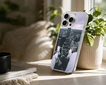 City View urban skyline photography printed on a matte phone case — Lifestyle