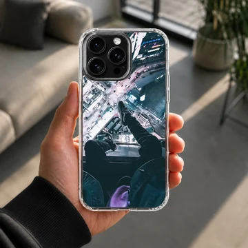 Urban rooftop view looking down at city lights and streets on a phone case — Lifestyle
