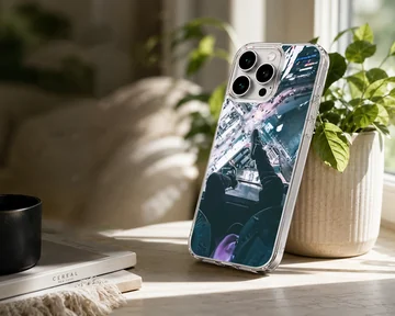 Urban rooftop view looking down at city lights and streets on a phone case — Lifestyle