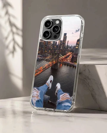 City view skyline perspective printed on a slim matte phone case