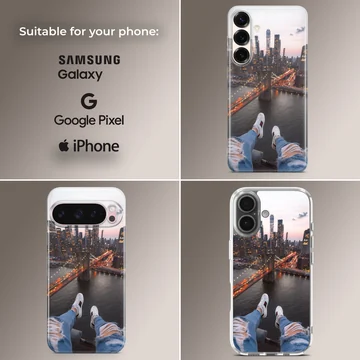 City view skyline perspective printed on a slim matte phone case — Collage