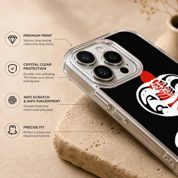 White and red cobra snake illustration on a black background phone case — Info