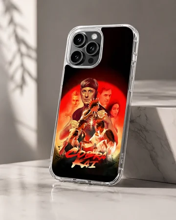 Cobra Kai martial arts digital illustration phone case with red backdrop — Hero