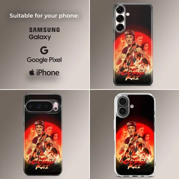 Cobra Kai martial arts digital illustration phone case with red backdrop — Collage