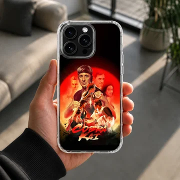 Cobra Kai martial arts digital illustration phone case with red backdrop — Lifestyle