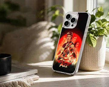 Cobra Kai martial arts digital illustration phone case with red backdrop — Lifestyle