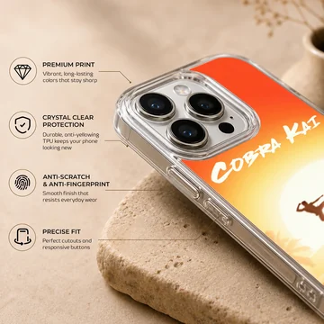 Cobra Kai sunset silhouette martial arts action graphic on a matte phone case — Info