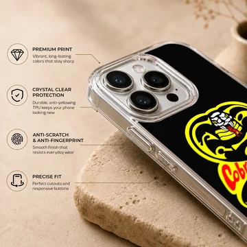 Cobra Kai serpent emblem and red typography printed on a matte phone case — Info