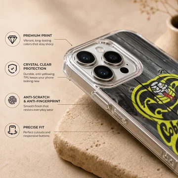 Cobra Kai yellow snake graphic printed on a matte phone case — Info