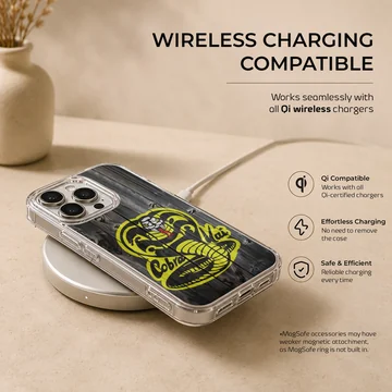 Cobra Kai yellow snake graphic printed on a matte phone case — Charging