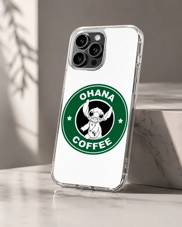 Ohana coffee cartoon character emblem printed on a protective matte phone case — Hero