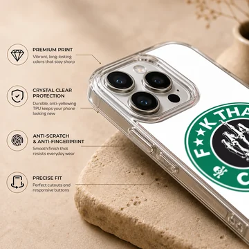 Sarcastic skeleton hand coffee logo phone case with green and black print — Info