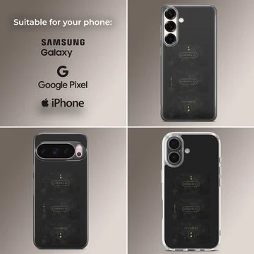 Coldplay music logo phone case featuring night sky artwork with celestial motifs on a black backdrop phone case — Collage