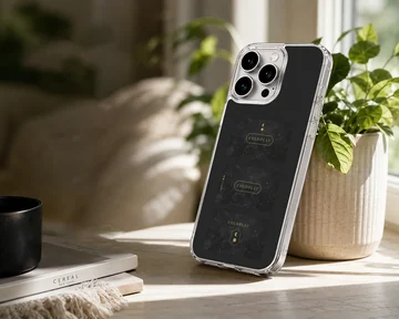 Coldplay music logo phone case featuring night sky artwork with celestial motifs on a black backdrop phone case — Lifestyle