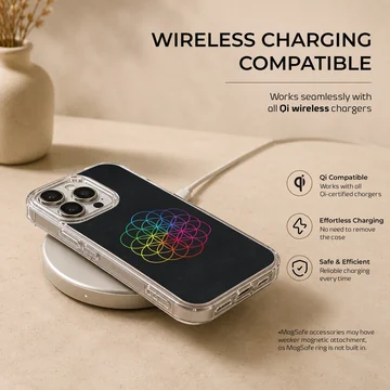 A vibrant rainbow geometric circles design printed on a matte phone case — Charging