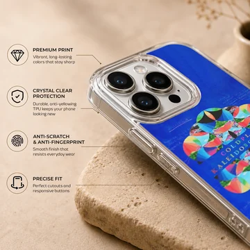 Colorful geometric kaleidoscope EP artwork centered on a blue background phone case — Info