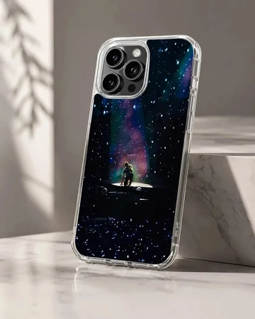 Concert stage under a starry nebula sky printed on a phone case