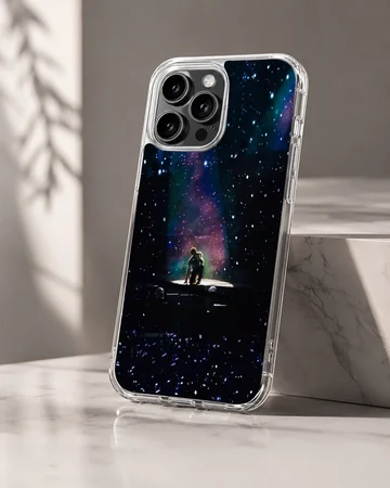 Concert stage under a starry nebula sky printed on a phone case — Hero