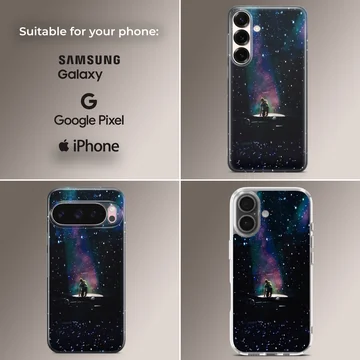 Concert stage under a starry nebula sky printed on a phone case — Collage