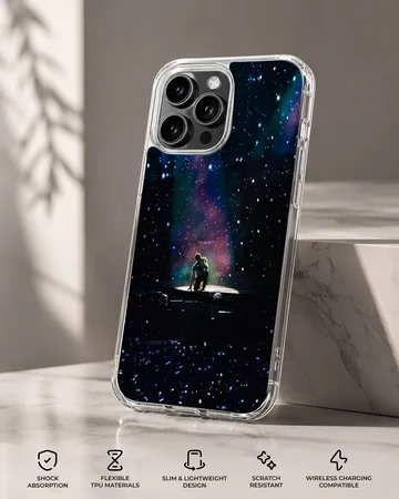 Concert stage under a starry nebula sky printed on a phone case — Specs