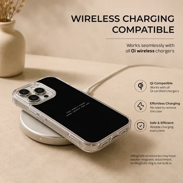 Minimalist black phone case featuring white typography that reads you don't know how lovely you are phone case — Charging