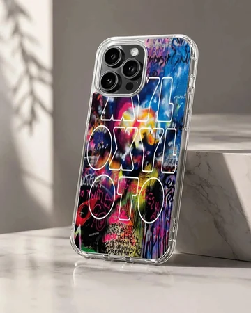 Colorful concert graffiti and typography on a matte snap phone case