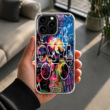 Colorful concert graffiti and typography on a matte snap phone case — Lifestyle