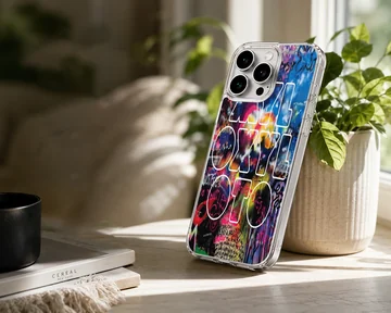 Colorful concert graffiti and typography on a matte snap phone case — Lifestyle
