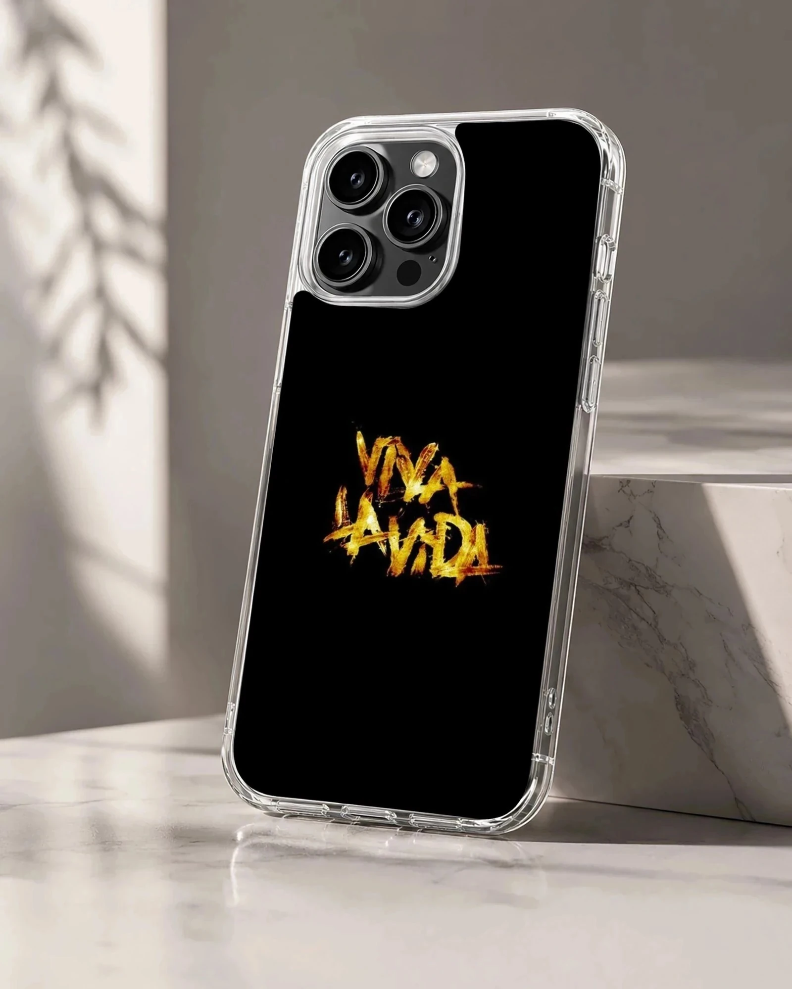 Coldplay Viva La Vida gold brush lettering on a black background phone case