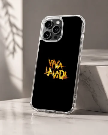 Coldplay Viva La Vida gold brush lettering on a black background phone case — Hero