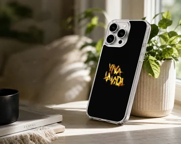 Coldplay Viva La Vida gold brush lettering on a black background phone case — Lifestyle
