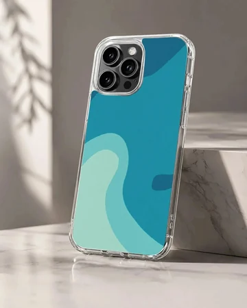 Colorful patterns abstract wave design in soothing blue and green tones on a phone case