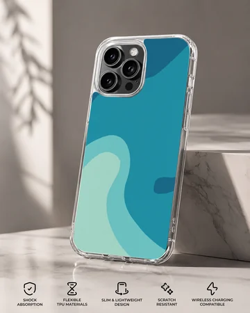 Colorful patterns abstract wave design in soothing blue and green tones on a phone case — Specs