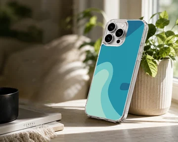 Colorful patterns abstract wave design in soothing blue and green tones on a phone case — Lifestyle