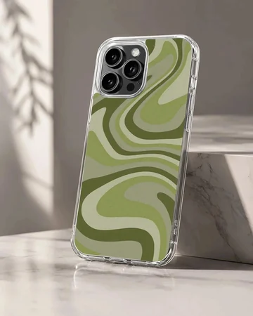 Green swirl abstract art pattern phone case