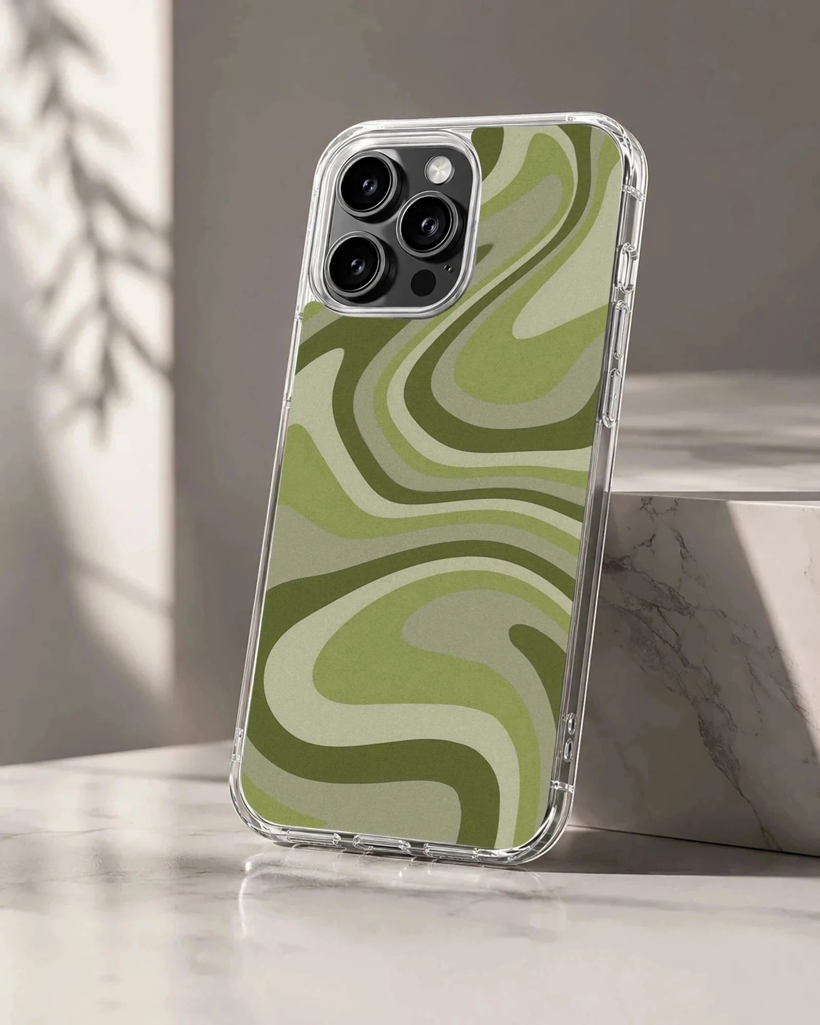 Green swirl abstract art pattern phone case