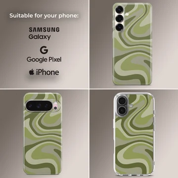 Green swirl abstract art pattern phone case — Collage