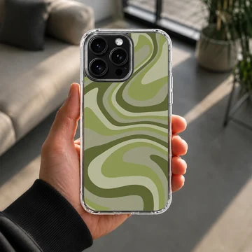 Green swirl abstract art pattern phone case — Lifestyle