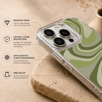 Green swirl abstract art pattern phone case — Info