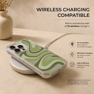 Green swirl abstract art pattern phone case — Charging